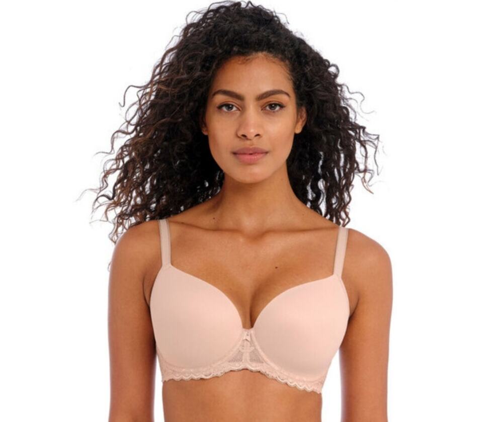 Freya 38 DD/ E Natural Beige Lace Accent Offbeat underwire T-shirt Bra